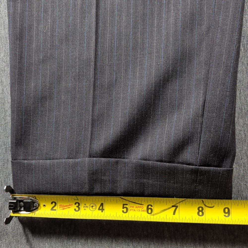Joseph Feiss 29x29 Navy Blue Wool Pleated Cuffed Pinstripe Baggy Dress Pants EUC - Picture 9 of 9